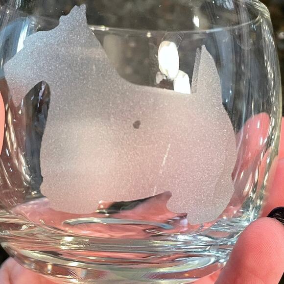 Vintage Etched Scottie Dog Terrier Roly Poly Cocktail Glasses MCM Set of 4 READ - Picture 4 of 12